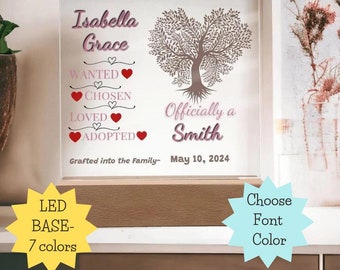 Regalo de adopción personalizado / Letrero LED acrílico, regalo del Día de la Adopción
