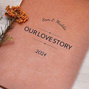 Personalized Vegan Leather Love Story Journal, Couples Keepsake