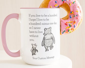 Personalized Winnie the Pooh Mug Friend Gift Classic Pooh & Piglet Never Live Without You Mug Forever Friends BFF Gift Mom Gift