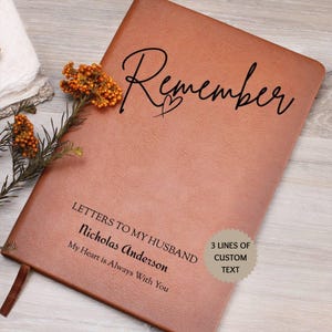 Personalized Grief Journal for Loss of Husband: Vegan Leather Remembrance Journal