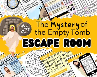 Escape Room de Pascua para niños, juego de fiesta imprimible, kit de escape de la Biblia para niños, juego de fiesta navideña, juego para niños DIY, noche de juegos familiares cristianos
