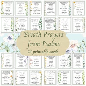 Marque-page biblique imprimable Fleurs sauvages Cartes de prière Psaumes Tableau de prières Cadeau anxiété Pleine conscience chrétienne Respiration basée sur la foi Cadeau biblique