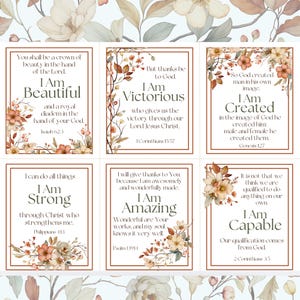 Christian Scripture Cards Faith Affirmations Identity in Christ Printable God Says I Am Gift Encouraging Bible Verse Cards Woman Prayer Gift