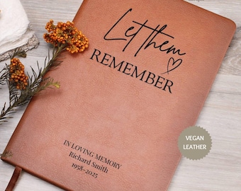 Memorial Guest Book, Celebration of Life, Vegan Leather Memory Book