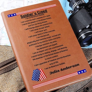 Army Soldiers Creed Gift for Army Soldier Personalized Military Gift Army Leather Notebook Turning Green Gift Boot Camp Graduation