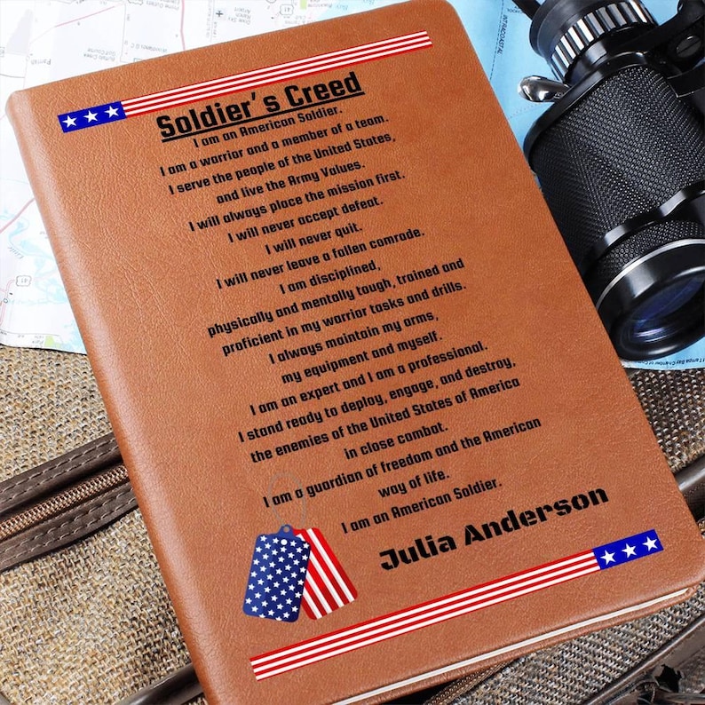 Army Soldiers Creed Gift for Army Soldier Personalized Military Gift Army Leather Notebook Turning Green Gift Boot Camp Graduation