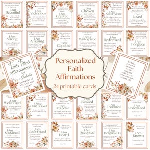 Cartões de Escritura Personalizados Afirmações de Fé Identidade em Cristo Imprimível Deus Diz Eu Sou Presente Cartões de Versículos Bíblicos Encorajadores Devoção Feminina