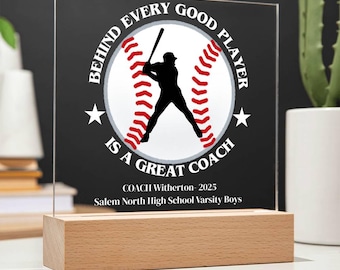 Personalized Baseball Coach Acrylic Plaque, Team Gift