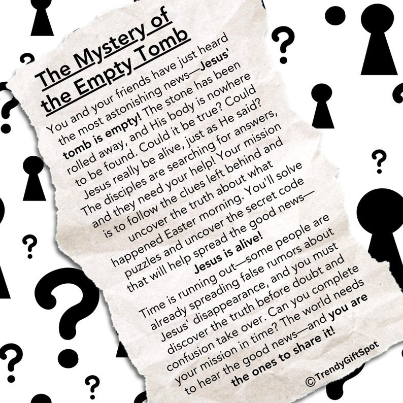 Printable Easter Escape Room for Kids Printable Party Game Escape Room Kit Holiday Party Game Christian Family Game Night Kid Adventure Game Homeschool Easter Activity Bible Easter Game Sunday School Easter Activity