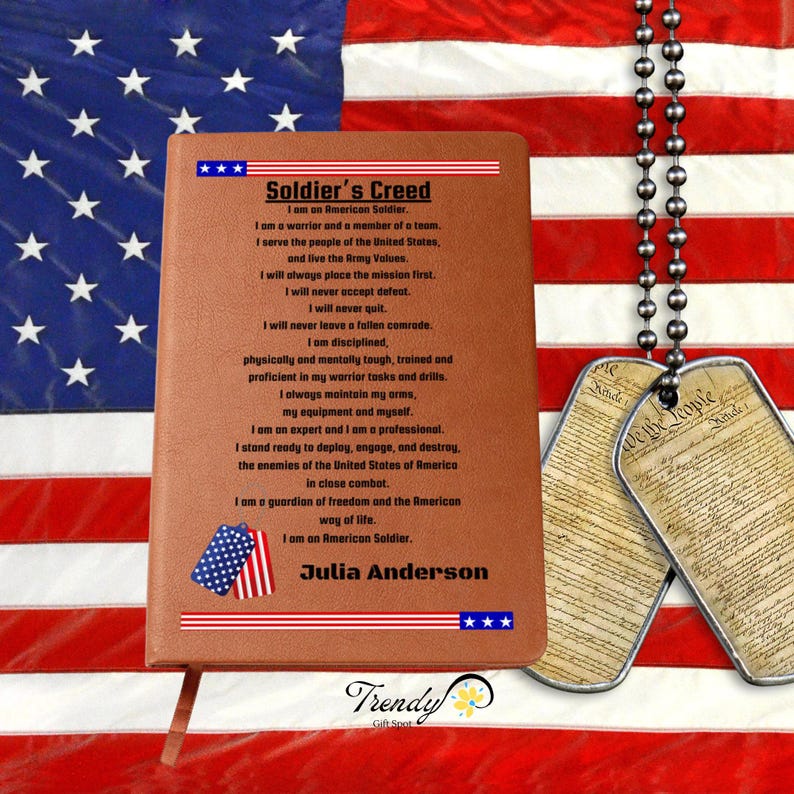 Army Soldiers Creed Gift for Army Soldier Personalized Military Gift Army Leather Notebook Turning Green Gift Boot Camp Graduation
