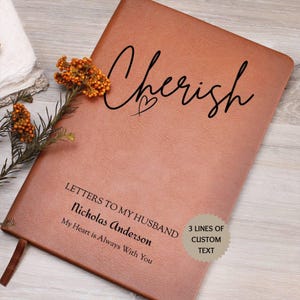 Personalized Grief Journal: Loss of Husband, Vegan Leather Remembrance