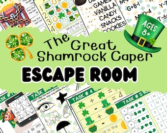 St. Patrick's Day Escape Room Kit for Kids (Printable), Leprechaun Game, Shamrock Puzzles
