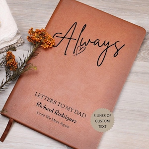 Personalized Vegan Leather Memorial Journal: Loss of Father Remembrance Gift