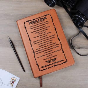Army Soldiers Creed Gift for Army Soldier Personalized Military Gift Army Leather Notebook Turning Green Gift Boot Camp Graduation