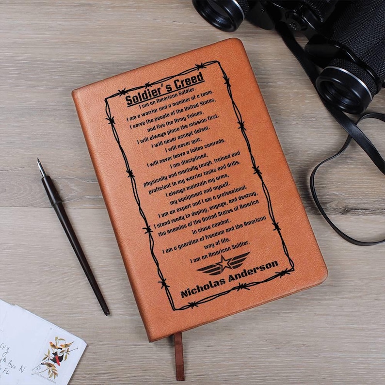 Army Soldiers Creed Gift for Army Soldier Personalized Military Gift Army Leather Notebook Turning Green Gift Boot Camp Graduation
