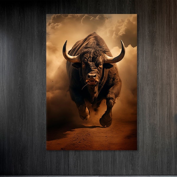 Running Bull Canvas Wall Art Abstract Painting Extra Large Canvas Print Animal Wall Art Bull Wall Print Bull Decor bull painting large art