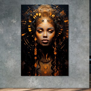 Empowered Beauty: African Woman Painting - Black Woman Portrait Art on Canvas Print