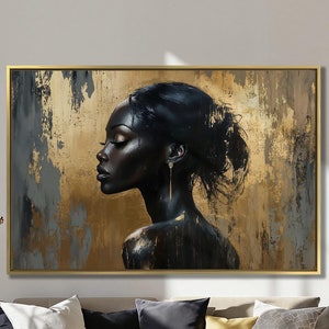 Abstract Black Woman Portrait: Modern Fashion Canvas Wall Art