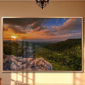 Hawksbill Crag Sunset Canvas Print: Ozark Mountain Landscape Wall Art