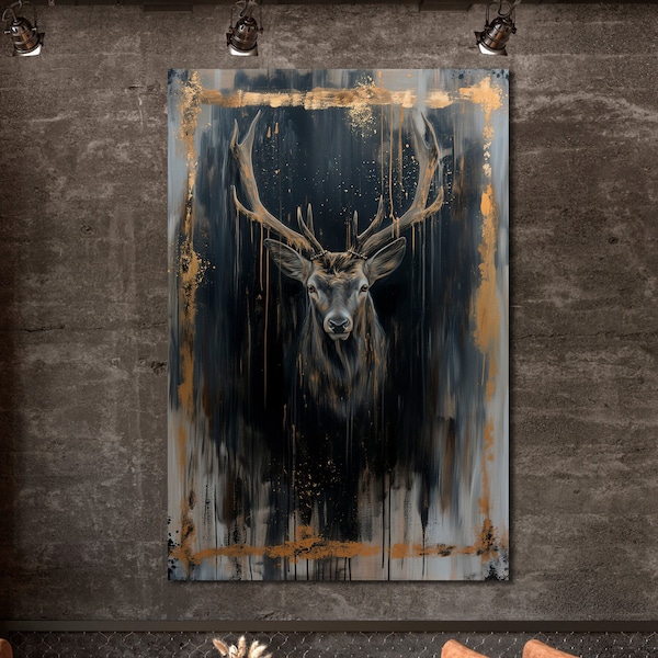 Majestic Deer Portrait Painting Print Large Forest Animal Canvas Wall Art Stag Wall Decor Gift for Nature Enthusiasts Wildlife Poster