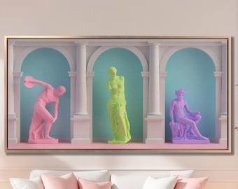 Greek Statue Canvas Print: Pop Art Mythology Wall Decor