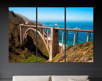 Bixby Bridge, Big Sur Coast Canvas Wall Art California Art Print Panoramic Nature Decor