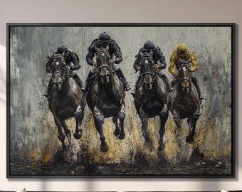 Horse Racing Canvas Art: Equestrian Jockeys Print, Ready to Hang