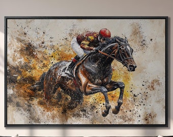 Horse Racing Canvas Art: Equestrian Jockey Print, Modern Equine Decor