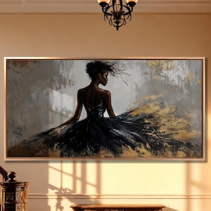 Abstract Woman in Black Dress Canvas Print: Fashion Wall Art