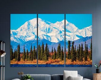 Alaska Majestic Denali: Panoramic Nature Canvas Wall Art - Perfect for Wide Wall Decor and Poster Landscape Print