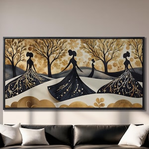 Abstract Women Canvas Art: Fashion Silhouette Painting, Ready to Hang