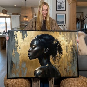 Abstract Black Woman Portrait: Modern Fashion Canvas Wall Art