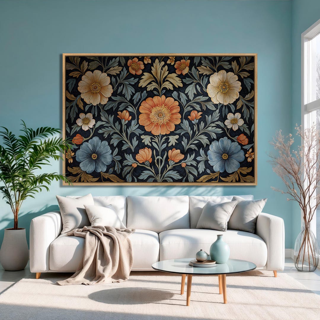 Colorful Vintage Floral Art - Framed Canvas Print - Botanical Wall Art ...