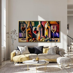 Cubism Wine Art Print: Bottles and Glasses Canvas Wall Decor - Etsy