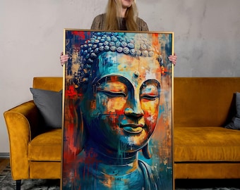 Modern Buddha Painting Print Large Meditation Canvas Wall Spiritual Wall Decor Buddhism Poster