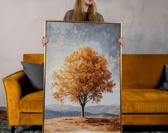 Autumn Tree Canvas Print: Fall Mountain Landscape Wall Art