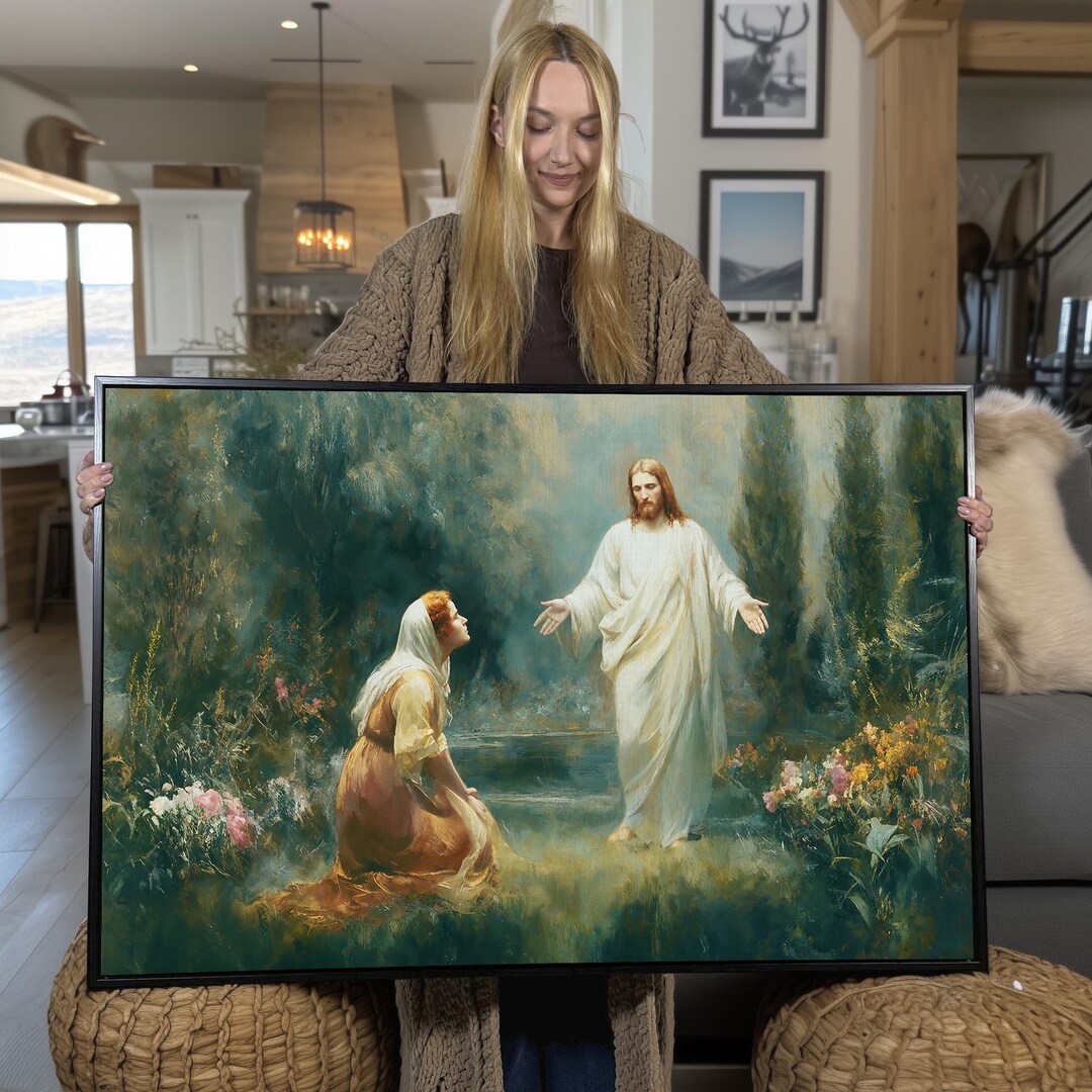 Jesus and Mary Magdalene Canvas Print | Resurrection Garden Art - Etsy