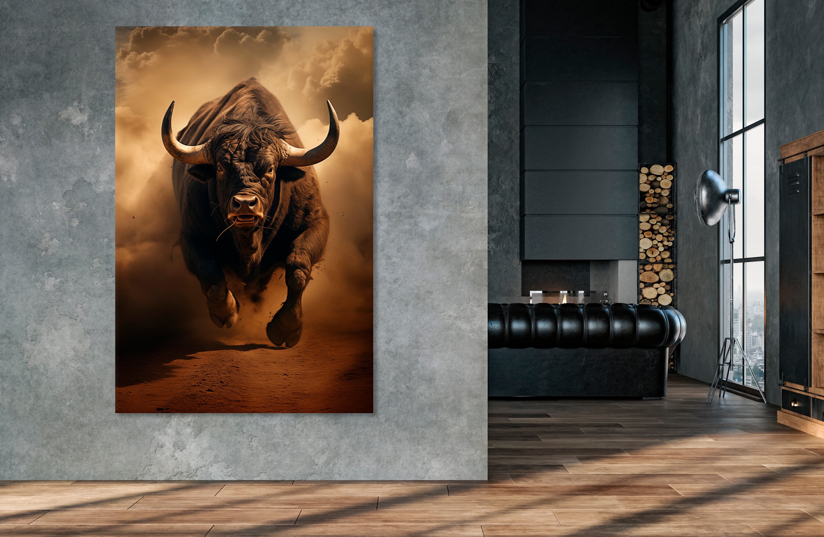Running Bull Canvas Wall Art Abstract Painting Extra Large Canvas Print