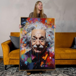 Albert Einstein Pop Art Canvas Print: Funny Office Wall Decor