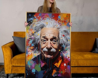 Albert Einstein Pop Art Canvas Print: Funny Office Wall Decor