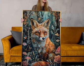 Fox Canvas Print: Woodland Animal, Fantasy Nursery Decor