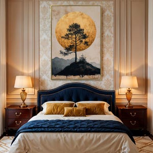 Lone Tree Golden Moon Canvas Print: Serene Landscape Wall Art image 16