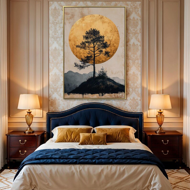 Lone Tree Golden Moon Canvas Print: Serene Landscape Wall Art image 16