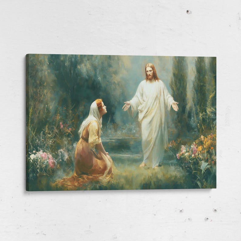 Jesus and Mary Magdalene Canvas Print | Resurrection Garden Art - Etsy