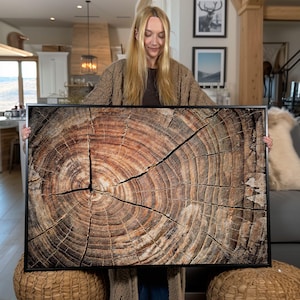 Tree Rings Canvas Art Print: Rustic Wood Slice Wall Decor