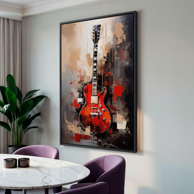 a living room with a couch and a painting on the wall