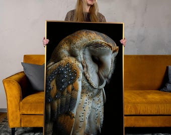 Barn Owl Canvas Print: Nocturnal Bird of Prey, Wildlife Wall Art