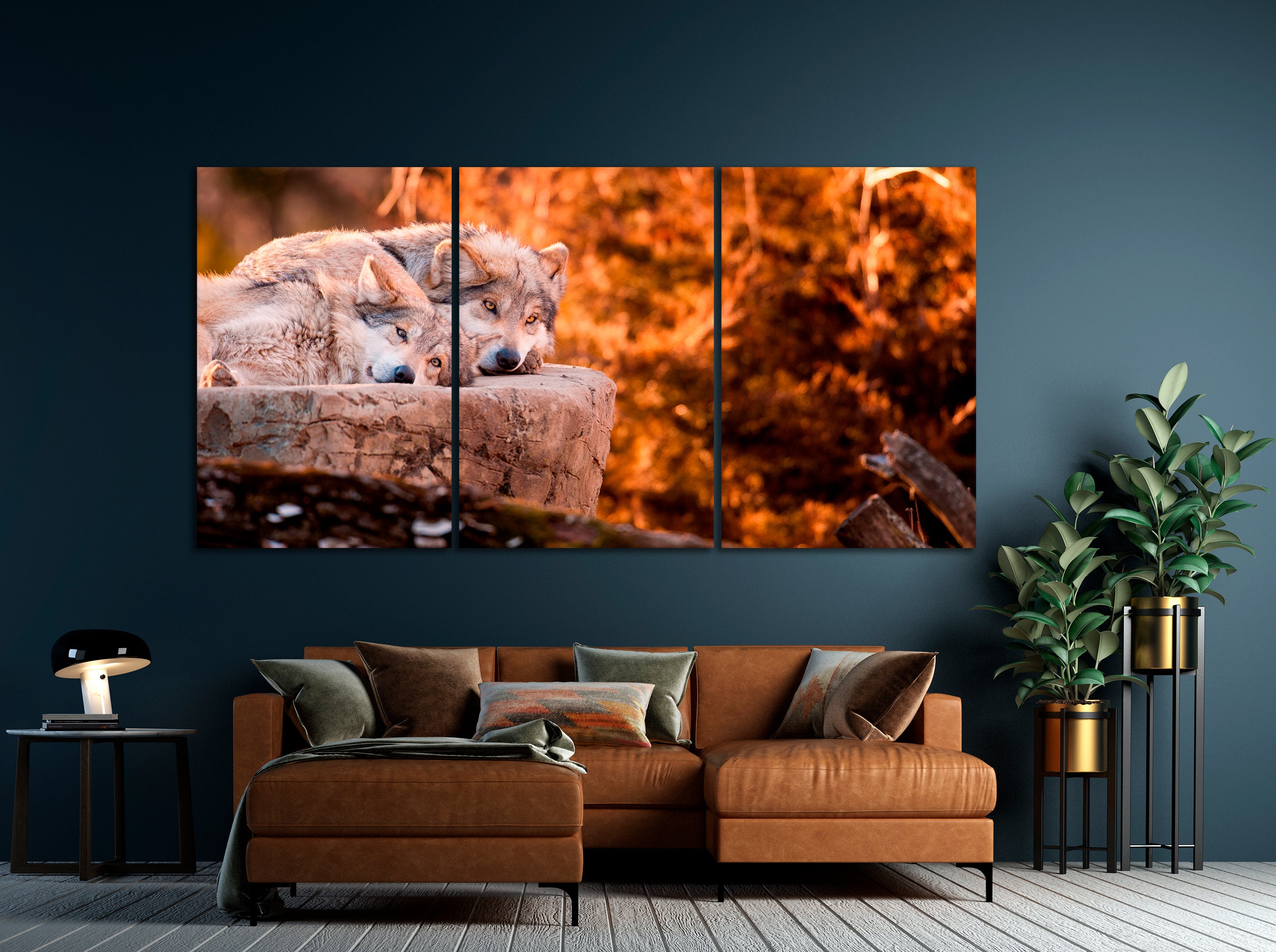 Pair of Mexican Gray Wolf Print Captivating Wildlife Canvas Wall Art