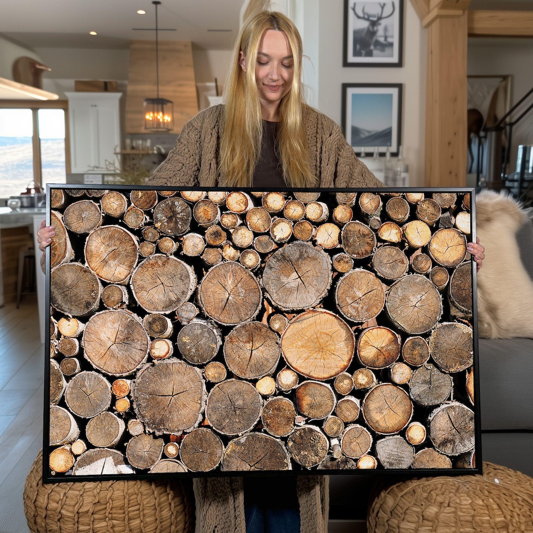 Stacked Firewood Canvas Art Print: Fa...