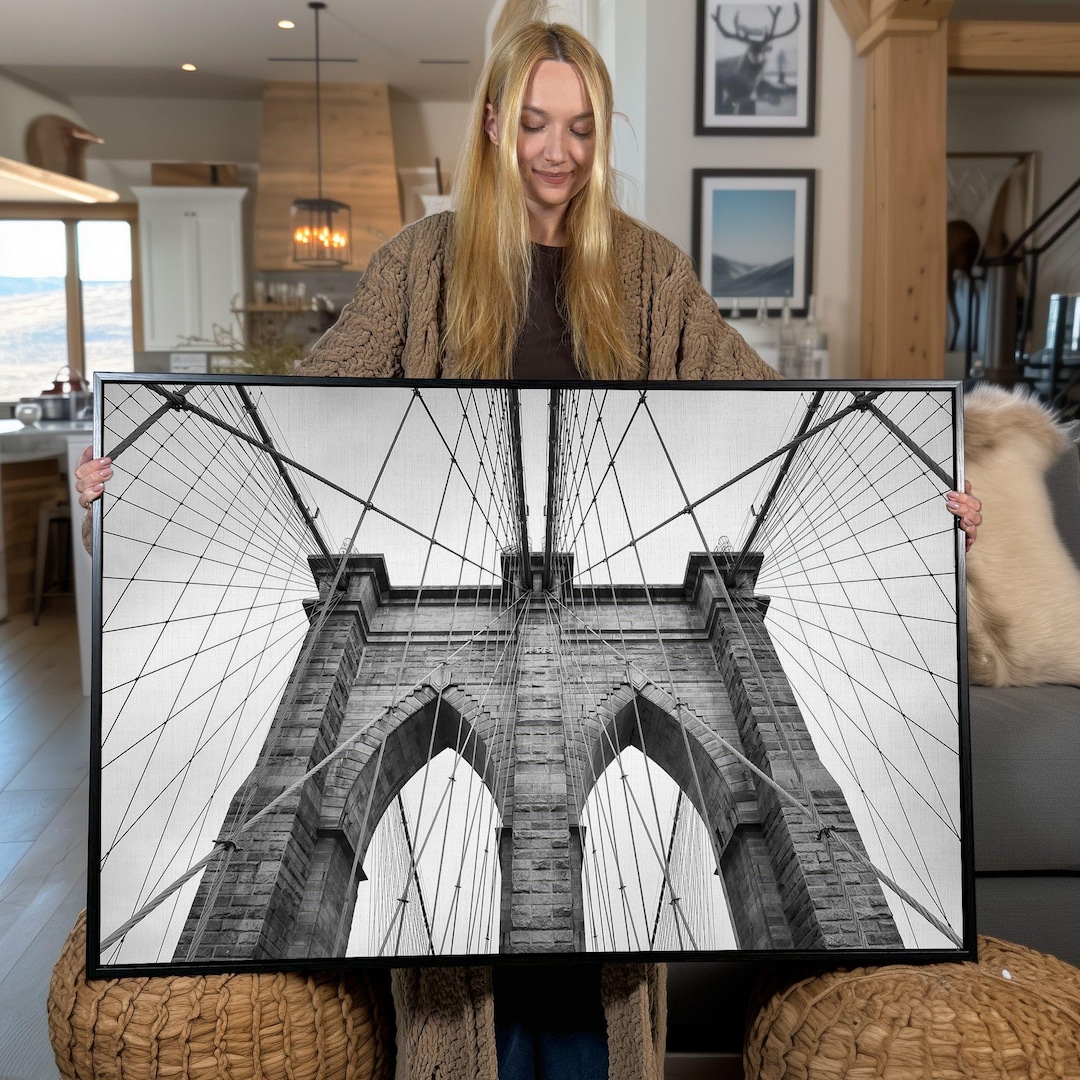 Brooklyn Bridge Canvas Print: Black and White New York City Wall Art - Etsy